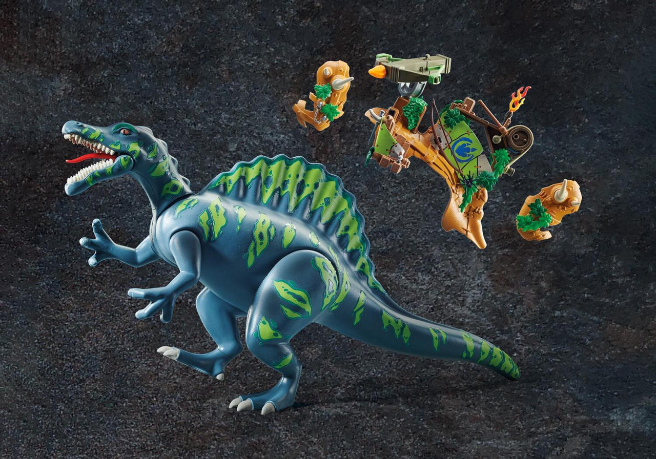 playmobil dino rise: 70625 spinosaurus double defense dinosaur set