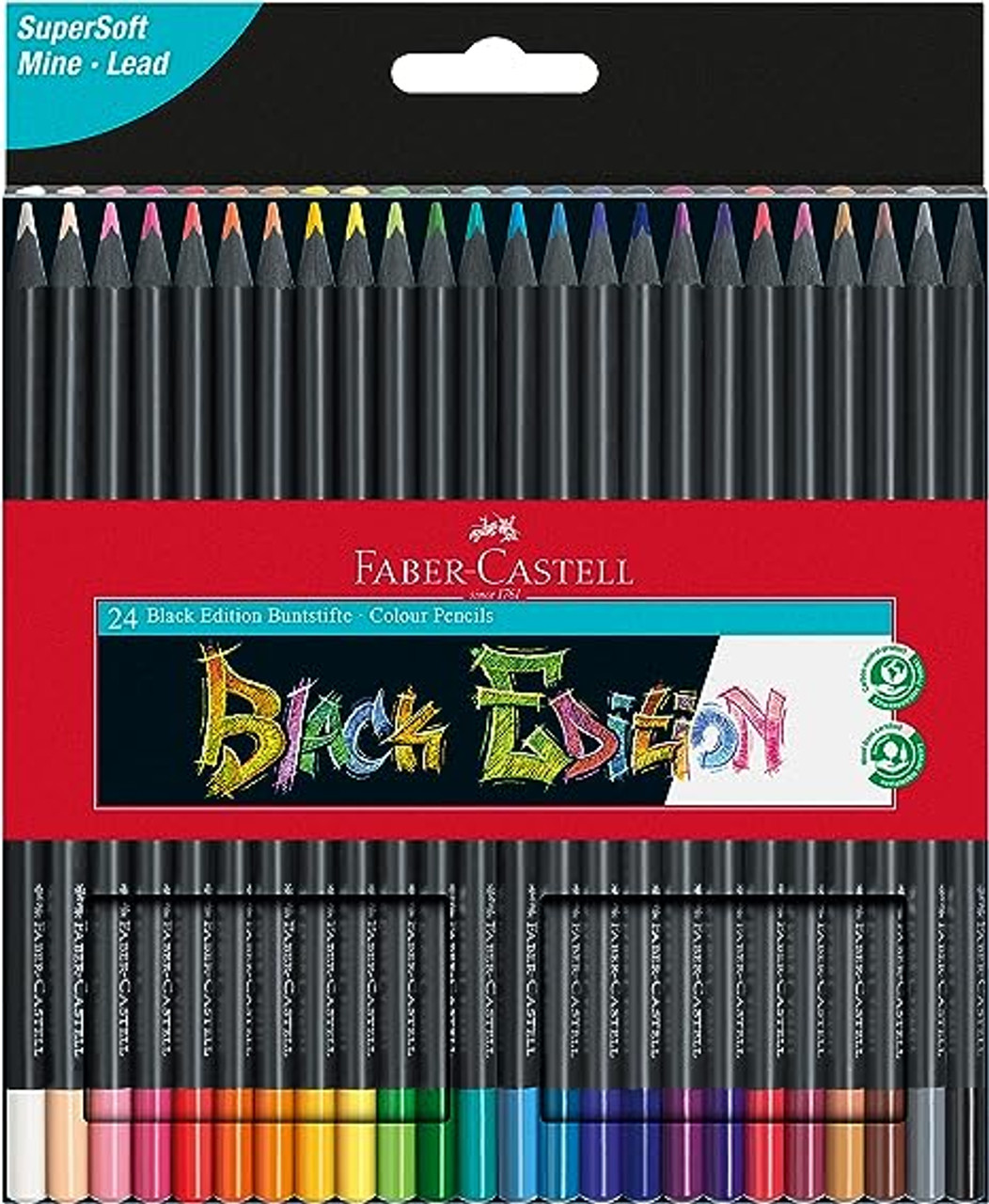 Faber-Castell Black Edition Colored Pencils - 50 Count, Black Wood and  Super Soft Core Lead, Art Colored Pencils for Adult Coloring, Teens, Kids  and