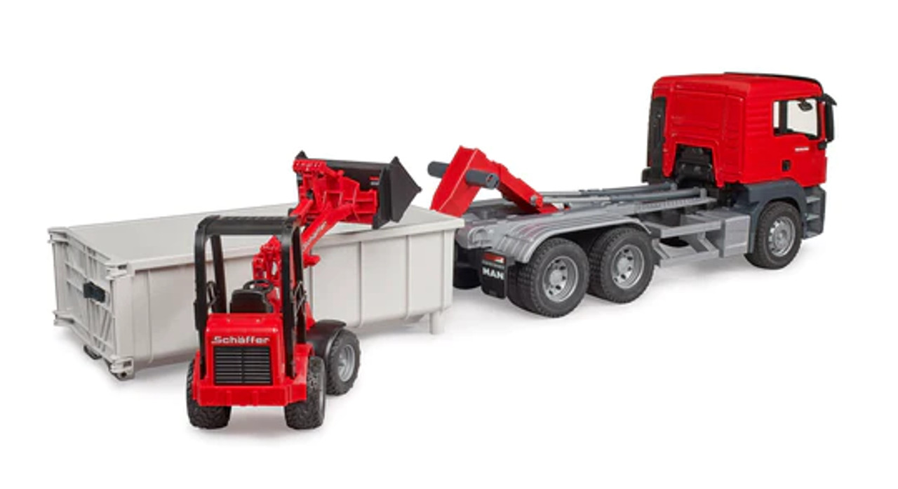 Man Tgs Truck With Roll-Off Container With Schaeffer - PlayMatters Toys