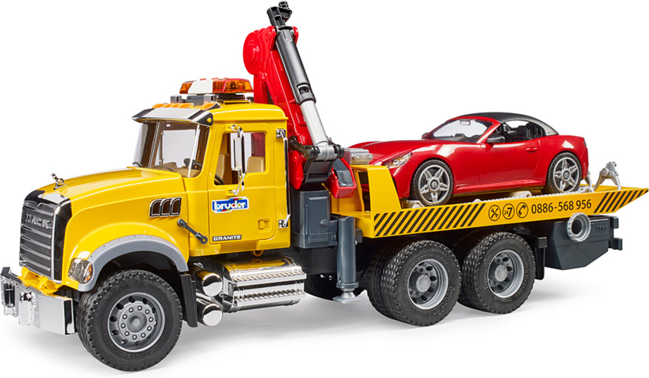 Bruder MACK Granite Tow Truck with Bruder Roadster 3