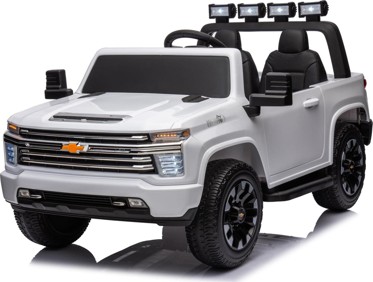 24V 4x4 Chevrolet Silverado 2 Seater Ride on Truck (White) 1