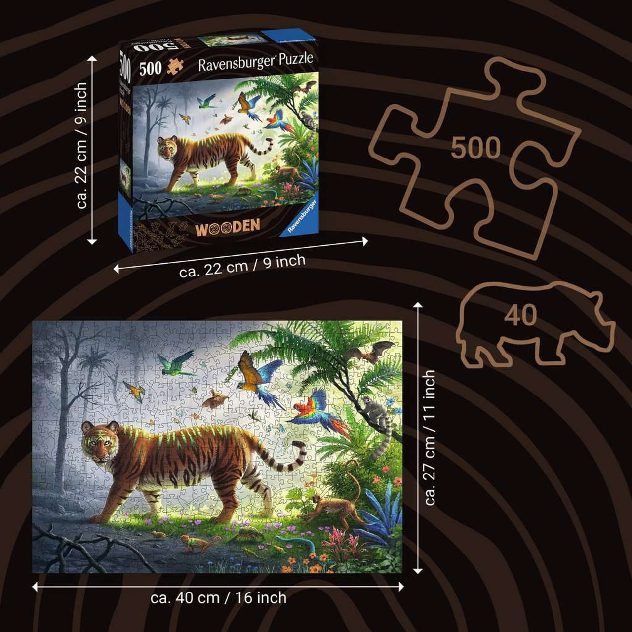 Jungle Tiger (500 pc Wooden Puzzles) 4