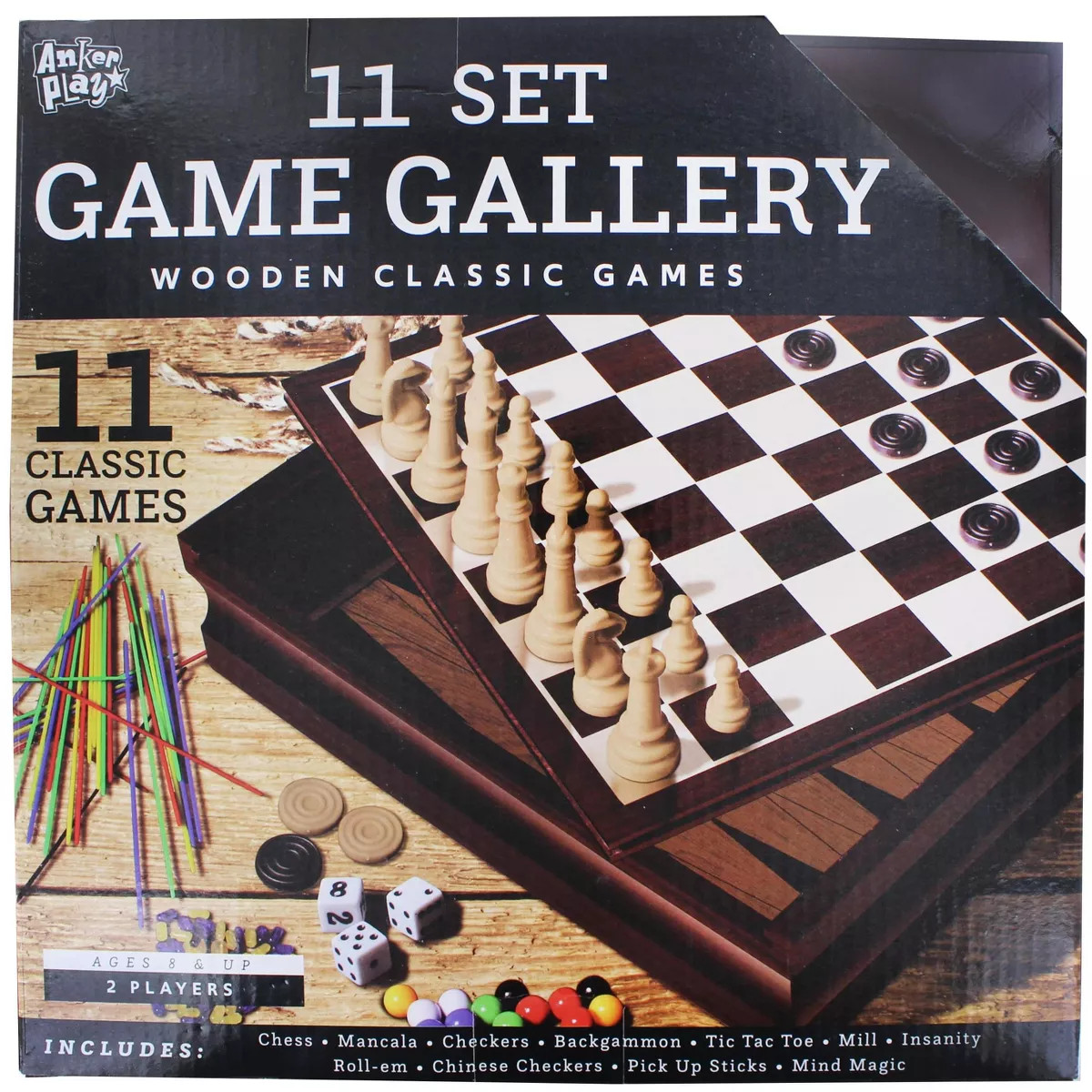 11 Game Wooden Family Game Set - PlayMatters Toys