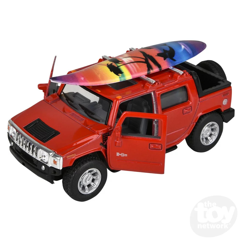 5 Inch Diecast Pull Back 2005 Hummer H2 With Surfboard