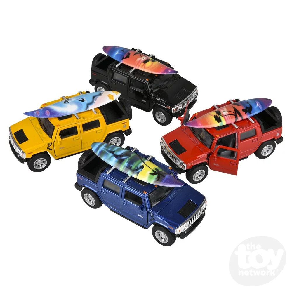 5 Inch Diecast Pull Back 2005 Hummer H2 With Surfboard