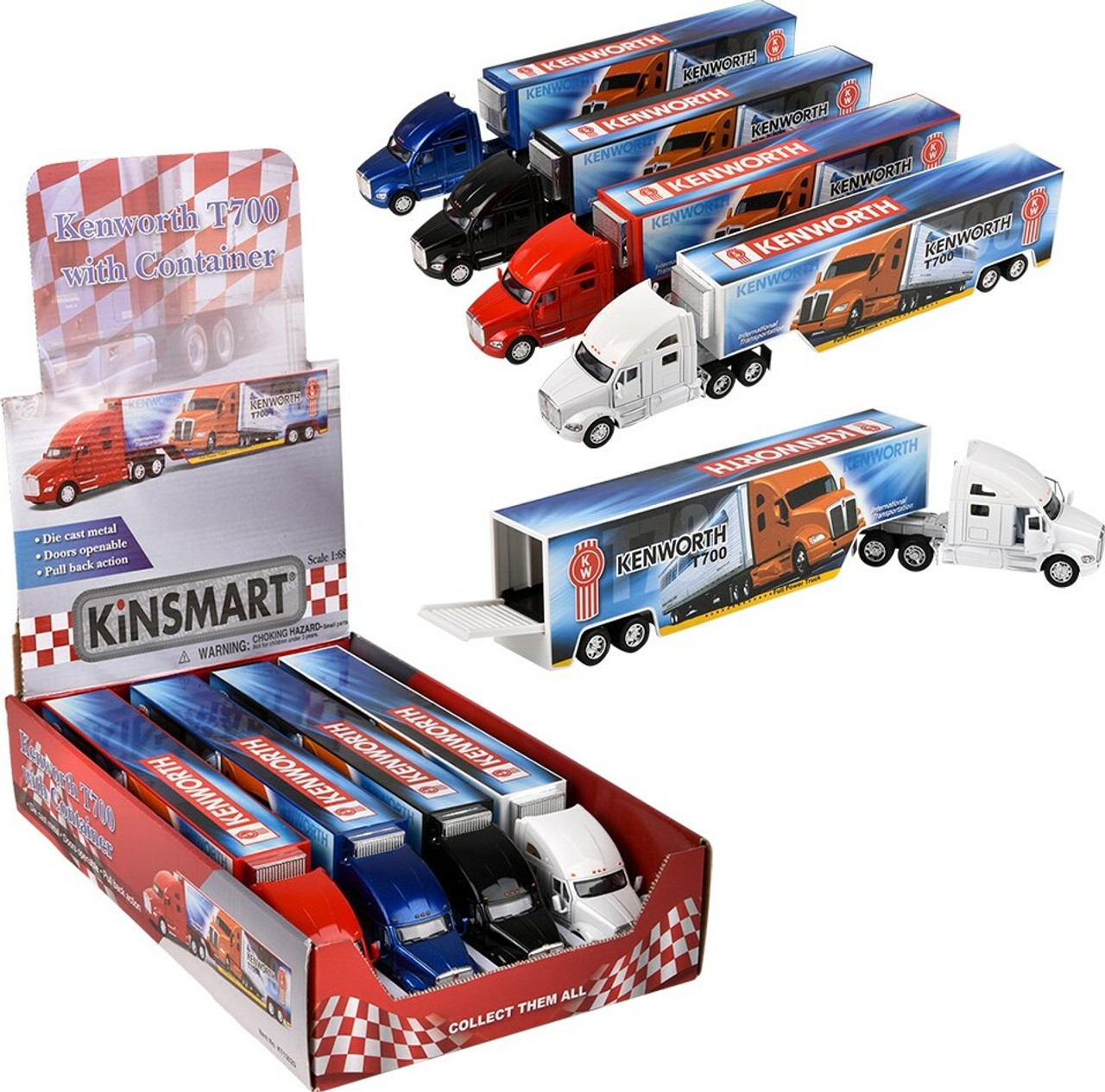 13\" Diecast Pull Back Kenworth T700 Tractor Trailer (assortment - sold individually) 1