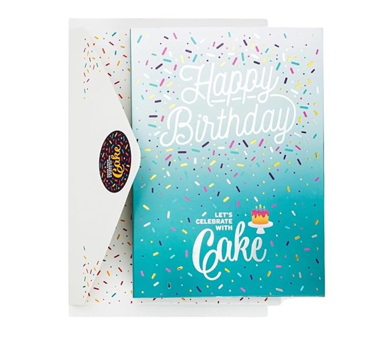 Teal Happy Birthday Vanilla Cake In A Card