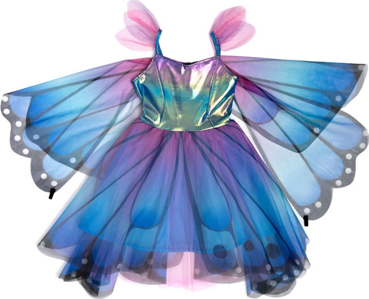 Blue Butterfly Twirl Dress with Wings and Headband (Size 5-6) 3