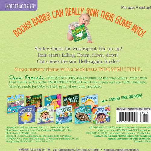 Indestructibles: The Itsy Bitsy Spider: Chew Proof · Rip Proof · Nontoxic · 100% Washable (Book for Babies, Newborn Books, Safe to Chew) 2