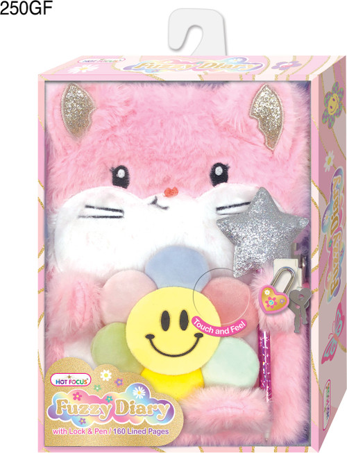 Fuzzy Diary With Lock & Keys, Groovy Flower 1