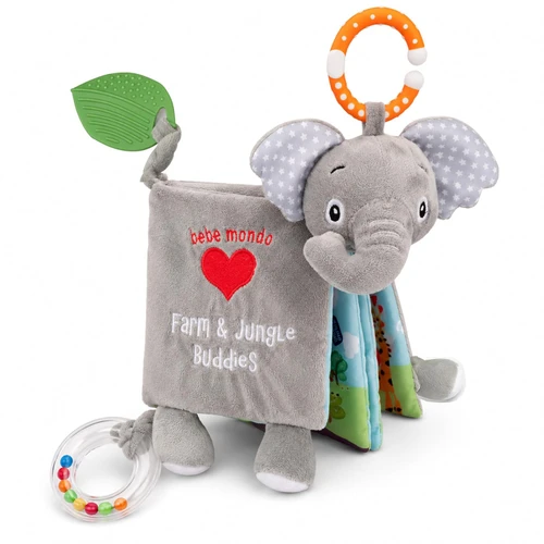 Soft Elephant Cloth Book With Teether Ring