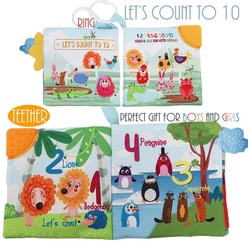Farm & Jungle Cloth Book With Teether