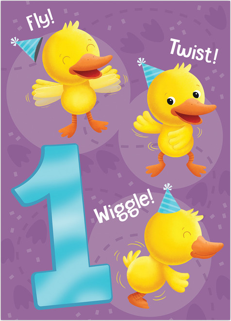 Age 1 Duck Foil Birthday Card 1