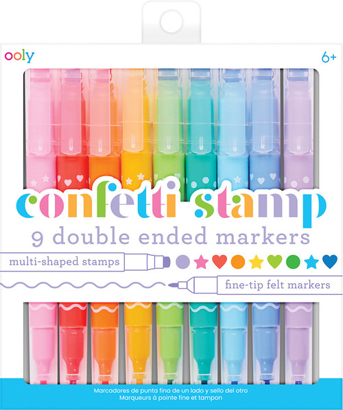Confetti Stamp Double-Ended Markers - Set of 9 1