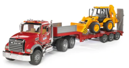 Mack Granite Flatbed Truck With Jcb Loader Backhoe