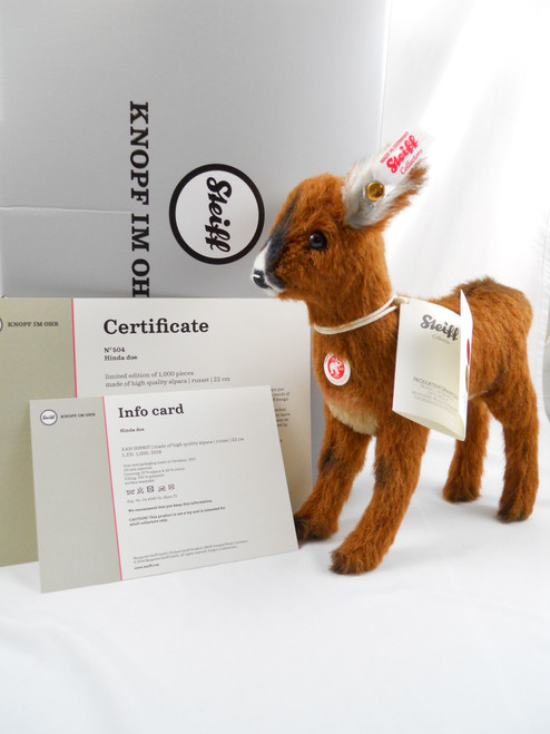 STEIFF "HINDA DOE" EAN 006807 RUSSET ALPACA DOE-9" STANDING LIMITED EDITION