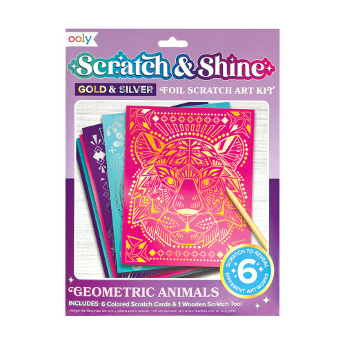 Geometric Animals Scratch & Shine Foil Scratch Art