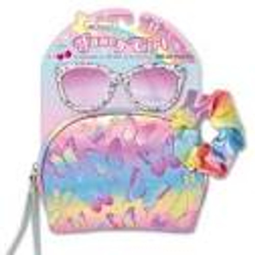 Rainbow Butterfly Fancy Girl Sunglasses With Wristlet And Scrunchie
