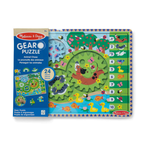 Animal Chase Ispy Wooden Gear Puzzle