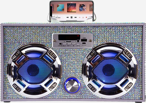 Bluetooth FM Radio W LED Speakers Iridescent Bling Boombox 1