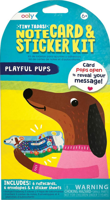 Tiny Tada! Note Cards & Sticker Set - Playful Pups (Set of 16) 1