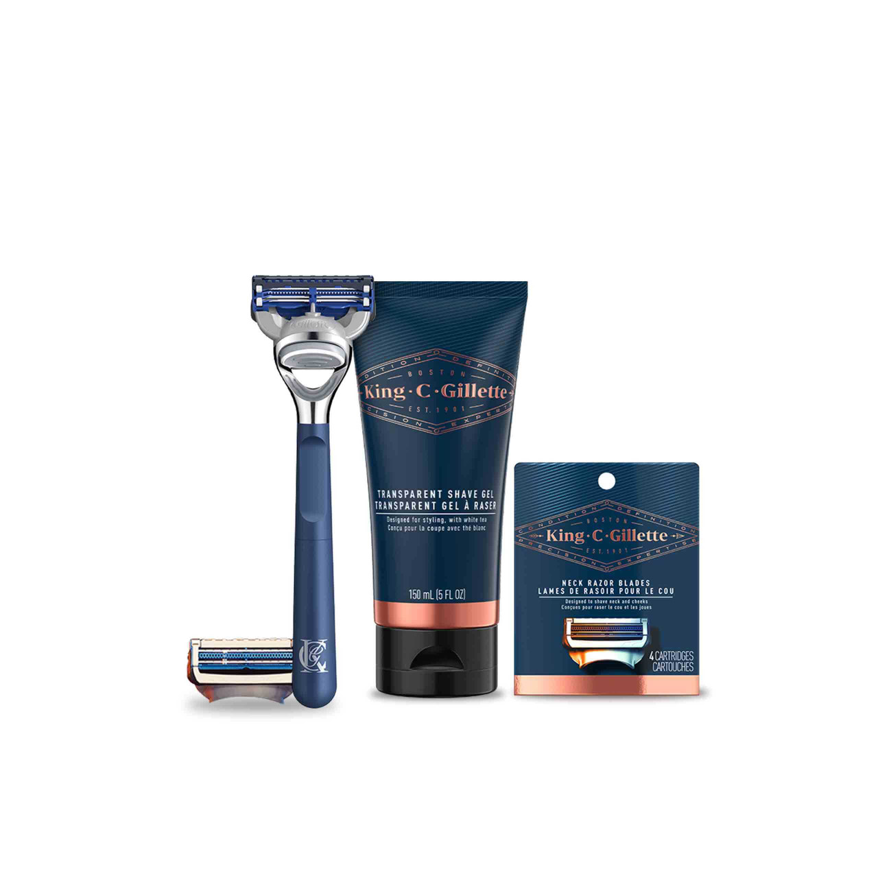 Bundle: Neck Razor & 4ct Refills & Shave Gel