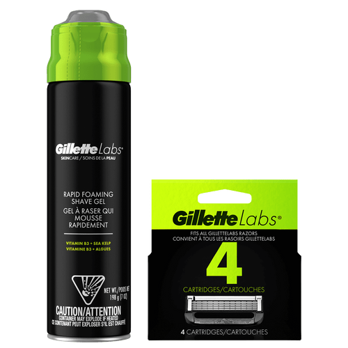 GilletteLabs Rapid Foaming Shave Gel & 4 Blade Refills