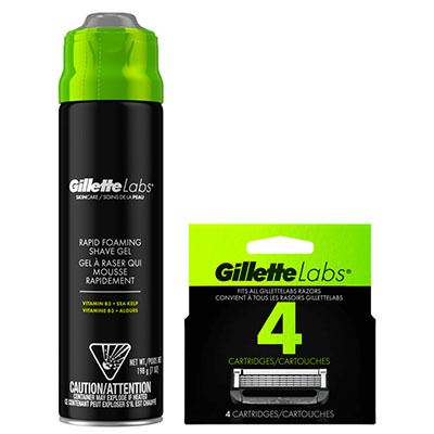 GilletteLabs Rapid Foaming Shave Gel & 4 Blade Refills