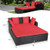 Outdoor Patio Rattan Daybed Thick Pillows Cushioned Sofa Furniture-Red - Color: Red
