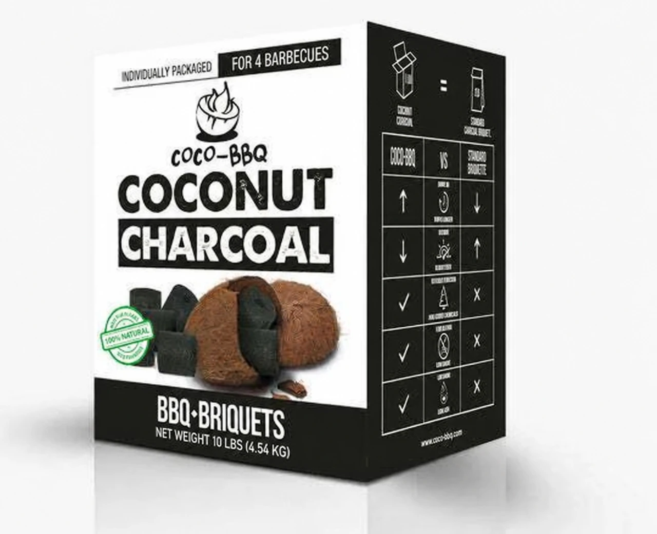 COCO-BBQ coconut shell charcoal box, 10 lbs (4.54 kg)
