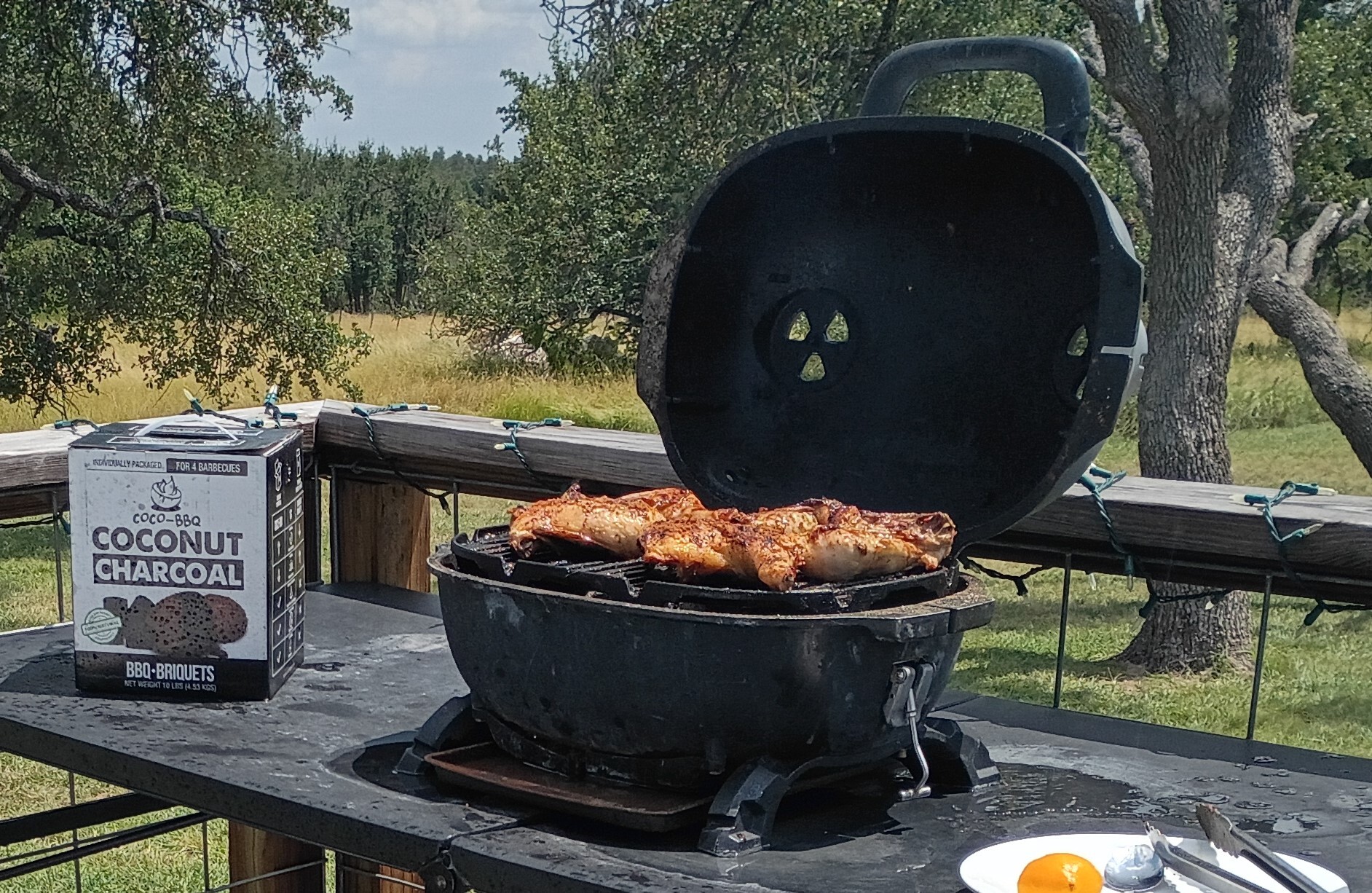 Smoky BBQ chicken on the grill