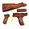 Pakistani Khyber Pass Hand Engraved Walnut AK Dong Wood Stock Set