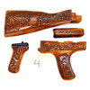 Pakistani Khyber Pass Hand Engraved Walnut AK Dong Wood Stock Set