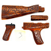 Pakistani Khyber Pass Hand Engraved Walnut AK Dong Wood Stock Set