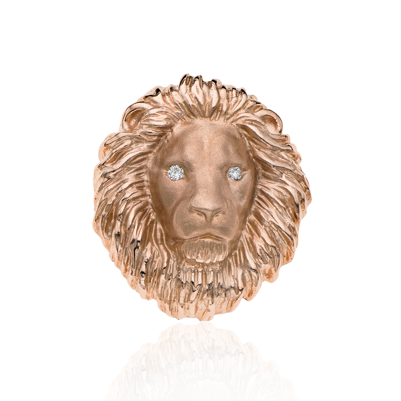 Solid 10K Yellow Gold Lion Head Diamond Pinky Ring for Men 0.3ct Luxurman  406866