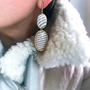 Striped Chalcedony and Diamond Double Drop Earrings