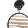 Striped Chalcedony Disk with Geode and Black Diamond Earrings