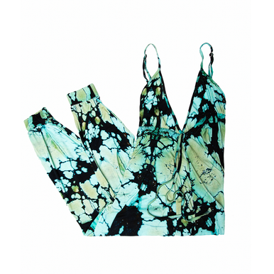 Turquoise Printed Harem Jumpsuit