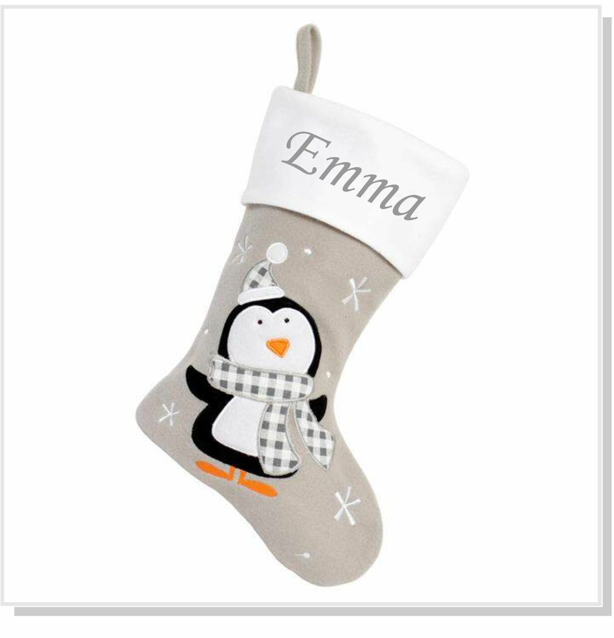 Calcetín Navideño Personalizado De Pingüino – Bolso De Lujo Para Regalos De Papá Noel, 40 Cm, Poliéster Azul