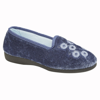 LS309 ladies blue flower embroidered slippers