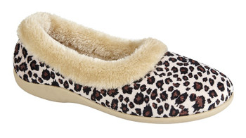 LS314 ladies fur collar leopard slippers