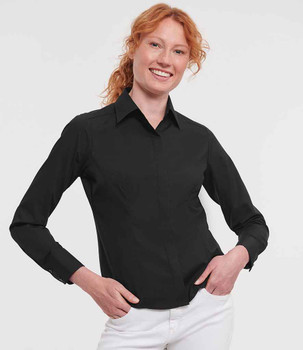 Russell Athletic Collection Ladies Long Sleeve Fitted Poplin Shirt