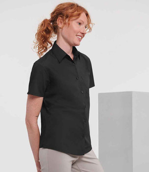 Russell Athletic Collection Ladies Short Sleeve Easy Care Poplin Shirt