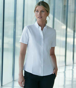 Henbury Ladies Modern Short Sleeve Regular Fit Oxford Shirt