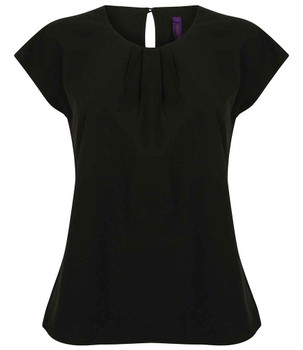 Henbury Ladies Pleat Front Short Sleeve Blouse
