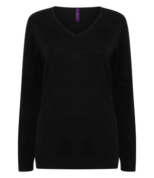 Henbury Ladies Lightweight Cotton Acrylic V Neck Sweater