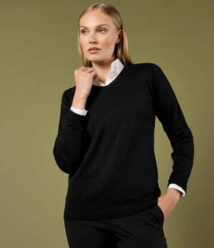 Kustom Kit Ladies Arundel Cotton Acrylic V Neck Sweater