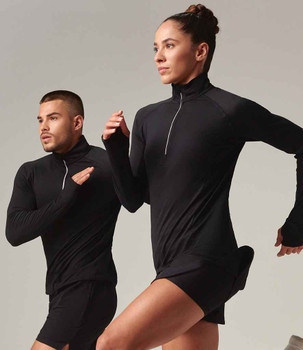 Tombo Long Sleeve Zip Neck Performance Top