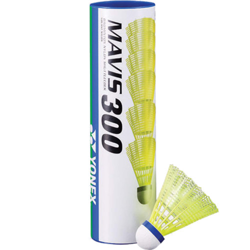 Yonex Mavis 300 Nylon Badminton Shuttlecocks Yellow Medium Speed (Tube of 6)