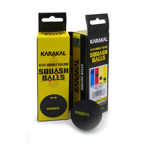 Karakal Double Elite Yellow Dot Squash Balls Box of 3